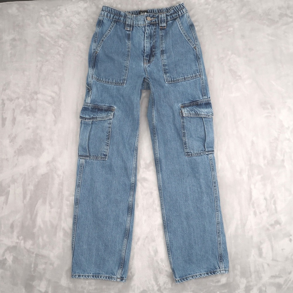 BDG Skate Jean Women 26 Fits 25x29 Blue Cargo Utility Baggy Straight Leg Retro